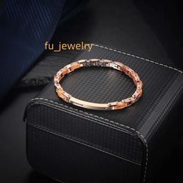 Luxury Jewelry Bracelets Rose Gold Plated Zircon Moissanite Stainless Steel Chain Wood Steel Bracelet Man Bracelet Steel