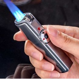 JOBON Metal Outdoor Windproof Butane No Gas Lighter Triple Flame Turbine Torch Grinding Wheel Ignition Portable Cigar