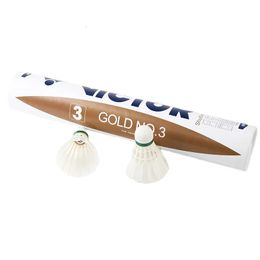 Badminton Shuttlecocks Original Victor Shuttlecock Gd3 High Level Gold For Tournament Feather Ball 12pcstube 231208