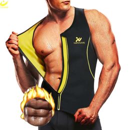 Sauna Vest For Men Sweat Tanktop Weight Loss Slimming Neoprene Sleeveless Body Shaper Fat Burner Gym Exercise Workout