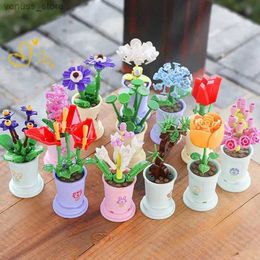 Blocks No watering Building blocks succulents potted plants bouquets rose ornaments small particles construction toys creative gifts R231208