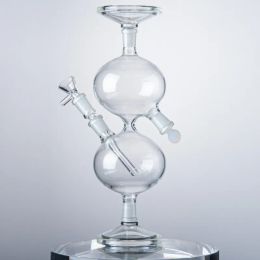 Glass Bong 11 Inch Hookahs Recycler Wax Rig Two Bongs Universal Gravity Water Vessel Pipes 14mm Joint With Diffused Downstem LL