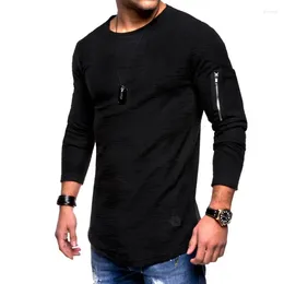 Men's Suits A2428 T-shirt Spring And Summer Top Long-sleeved Cotton Bodybuilding Folding