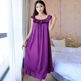 Women's Sleepwear Plus Size 4XL Silk Clothing Nightgowns Ladies Sexy Lace Summer Girls Sleeveless Sleepdress Sleepshirts