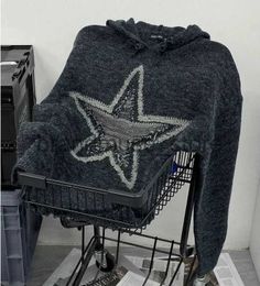 Men's Sweaters Streetwear hoodie vintage star pattern embroidered couple hoodie knit jumper winter new y2k sweater loose harajuku top J231208