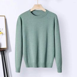 Men's Sweaters Ribbed Cuff Sweater O-neck Long Sleeve Knitwear Autumn Winter Pullover With Hem Solid Colour For Cosy