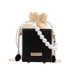 Myyshop PB0016 Fashion Mini Pearl Chain Wallet Mobile Single Shoulder Bags Messenger Bag White Yellow Purple Black 4 Colors333G