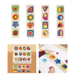 Paintings Kids Geometric Sorting Toy Wooden Puzzle Shape Matching Kindergarten Gift