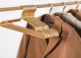 Hangers Racks 510pcs Matte Gold Coat Pants Hanger Clothes Drying Rack Anti slip Wardrobe Dress Towel Organizer Aluminum Alloy9198121