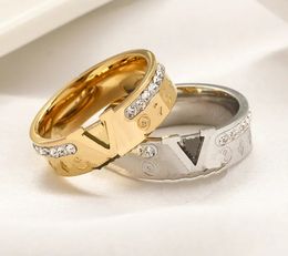 Women Engagement Love Designer Band Ring Stainless Steel Jewellery Does Not Fade 18K Gold Plated Jewellery