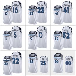 Minnesota''Timberwolves''Men D'Angelo Russell Karl-Anthony Towns Derrick Rose Juancho Hernangomez Maglia personalizzata bianca