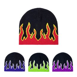 Beanie Y2k Goth Flame Hat Fashion Street Hats For Men Women Girl Punk Halloween Skull Knitted Cap Hip Hop Christmas Gifts For Outdoor Riding Rap Hip Hop Active