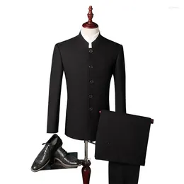 Men's Suits Sun Yat-Sen Costume Suit Chinese Stand Collar Slim Fashion Korean Youth Dress Men