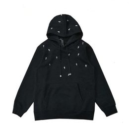 Autumn and Winter New Crooker Cross Metal Pressed Iron Hooded Plush Sweater for Men and Women