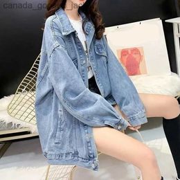 Women's Jackets Lucyr Vintage Women Jacket 2023 Autumn Winter Oversized Denim Jackets Woman Turn-Down Collar Washed Jeans Coat Ladies L231208