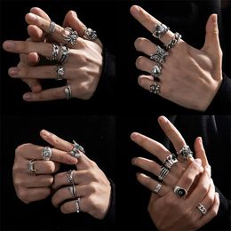 Wedding Rings Gothic Skeleton Unisex Ring Set Punk Grunge Butterfly Frog Woman Man Jewellery Hip Hop Party Street Ring Accessories Gift 231208