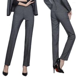 Women's Pants Trouser Suit Office Lady Work Wear Formal Women Fall Slim Casual Straight Pencil Cropped Black