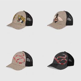 Classic top quality snake tiger bee cat canvas featuring men baseball cap with box dust bag fashion women sun hat bucket hat 264P