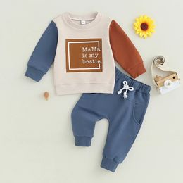 Clothing Sets Suefunskry Toddler Boy Girl Fall Clothes Letter Print Long Sleeve Sweatshirt and Elastic Pants Set Baby 2Pcs Outfit 03Years 231207