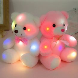 Plysch lyser upp leksaker 20 cm färgglada glödande nallebjörn fyllda djur doll barn födelsedag julklappar kreativa upp leksak 231207