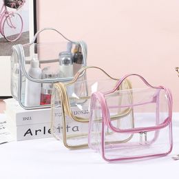 Clear PVC Toiletry Bag Transparent Cosmetic Waterproof Wash Bag Organiser for Suitcase & Hand Luggage