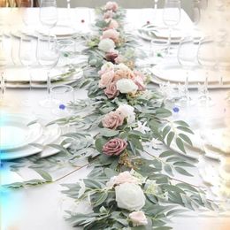 Decorative Flowers 8.8ft/5.9ft Rustic Artificial Eucalyptus Flower Garlands Country Wedding Table Runner Centrepieces Bridal Shower