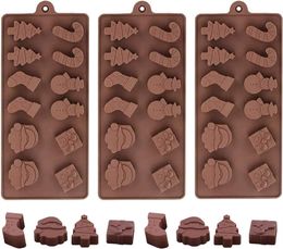 12 Cavity Christmas Silicone Chocolate Mould Tray for Baking Jelly Soap Pentagram socks Santa Claus Gift Box - Christmas Themed Baking Mould