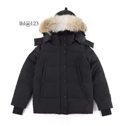 High Quality Mens Down Jacket Goose Coat Real Big Wolf Fur Canadian Wyndham Overcoat Clothing Fashion Styl D Wholesale 2 Pieces 10% Dicount