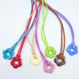 Pendant Necklaces Fashion Resin Flower Necklace Sweet Cool Clavicle Chain Choker Jewelry Colorful Rope Neck Wholesale