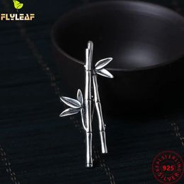 Pins Brooches Real 925 Sterling Silver Jewelry Retro Bamboo Brooch For Women Original Design Vintage Brooches Suit Dress Accessories 231208