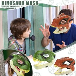 Party Masks 3D Dragon Dinosaur Jaw Mask Open Mouth Latex Horror Dinosaur Headgear Dino Mask Halloween Party Cosplay Props Scared Mask 231208