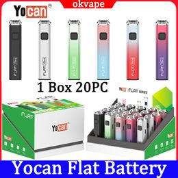 Authentic Yocan Flat Mini Slim Plus Battery 350mAh 400mah 650mah 900mah Preheat Adjustable Voltage Vape Batteries 6 Colours For 510 Thread Tank Pen 20pcs/box