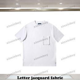 xinxinbuy Men designer Tee t shirt Letter jacquard fabric short sleeve cotton women Black white blue gray red XS-3XL