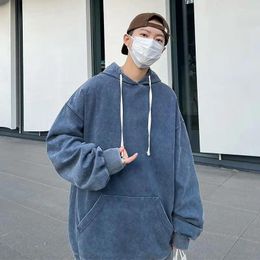 Men's Hoodies M-5XL Vintage Washed Old Hooded Sweater Loose Coat Spring And Autumn Season Clothes Black Pullover Handsome Korean Version