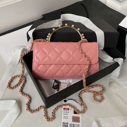 chanells Handle Flap Bag Crystal channelbags Pearls High-quality Women Designer Crossbody Bags Genuine Leather Card Wallet Lady Dress Mini PurseChannel