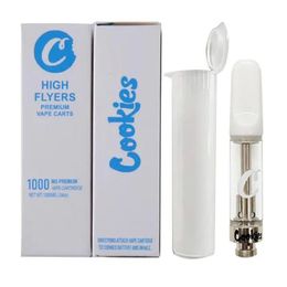 Empty Cookies High Flyers Cartridges Cookies Carts 1.0ml Ceramic Coils 1g Atomizers Glass Tank for Thick Oil fit 510 Thread Battery With Stickers Packaging