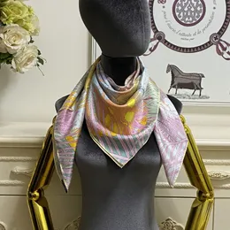 women's square scarf scarves shawl 100% silk material beautiful fashion pint flowers pattern size 90cm - 90cm