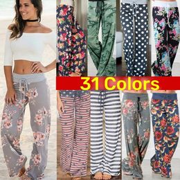 Women's Pants Fashion Daily Oversized High Waist Flower Print Casual Loose Wide Leg Sweat Spring Summer Plus Size S-4XL