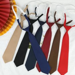 Bow Ties Women School Lazy Uniform Red Basic Small Style Solid Sweet Necktie Black Blue Wine Grils Korean Classic Student Dark