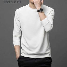 Men's T-Shirts 2023 New Autumn Men's T-shirts Solid O-neck Long Sle Spring Casual Men Clothing Business Tshirt for Tops Tee L231208