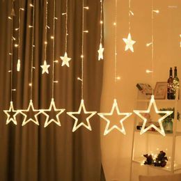 Strings 12 Stars 138 LED Christmas Star Lights Curtain String Plug In For Bedroom Wall Decor With 8 Modes Waterproof Hanging Wi