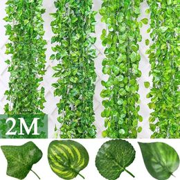 Decorative Flowers 200cm Artificial Ivy Leaf Garland Plants Green Creeper Hanging Vine Home Garden Decoration Wedding Party DIY Fake Wreath