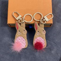 2023 New designer keychain rabbit and panda plush cute ladies' bag pendant men's car key high-grade creative pendant238s