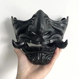 Party Masks Demon Prajna Cosplay Mask for Adult Halloween Devil Oni Samurai Ghost Horror Hard Resin Face Unisex Prop 1Pc 231207