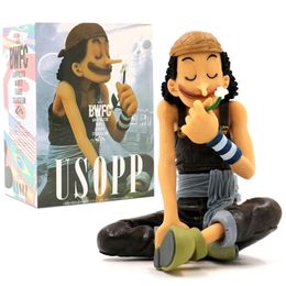 Action Toy Figures Anime Usopp Smell Flowers Sitting Posture Action Figure Model Dolls Collection Childrens Gift Desktop Decoration 231207