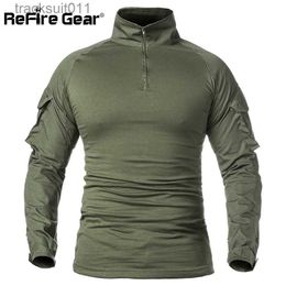 Men's T-Shirts ReFire Gear Men Army Tactical T shirt SWAT Soldiers Military Combat T-Shirt Long Sle Camouflage Shirts Paintball T Shirts 5XL L231208