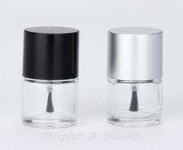 1PC 10ML Nail Polish Bottle with Brush Refillable Empty Cosmetic Containor Glass bottle Nail Art Manicure Tool Black Silver Caps6685099