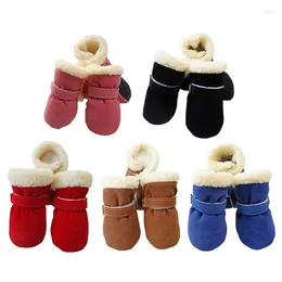 Dog Apparel Pet Shoes Winter Warm Christmas Costume Chihuahua Thickened Plush 4Pcs Snow Boots Puppy Non-Slip Supplies