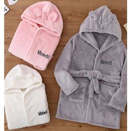 Towels Robes Children's Velvet Bathrobe Baby Boys Girls Warm Pyjamas Hooded Sleepwear Fall Winter Kids Cartoon Robes Thicken Homewear 231208