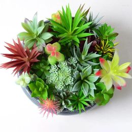 Decorative Flowers Type D Small Succulent Plants Artificial Flower Bouquet Set PU Fake Living Room Decorations Table Wedding Christmas